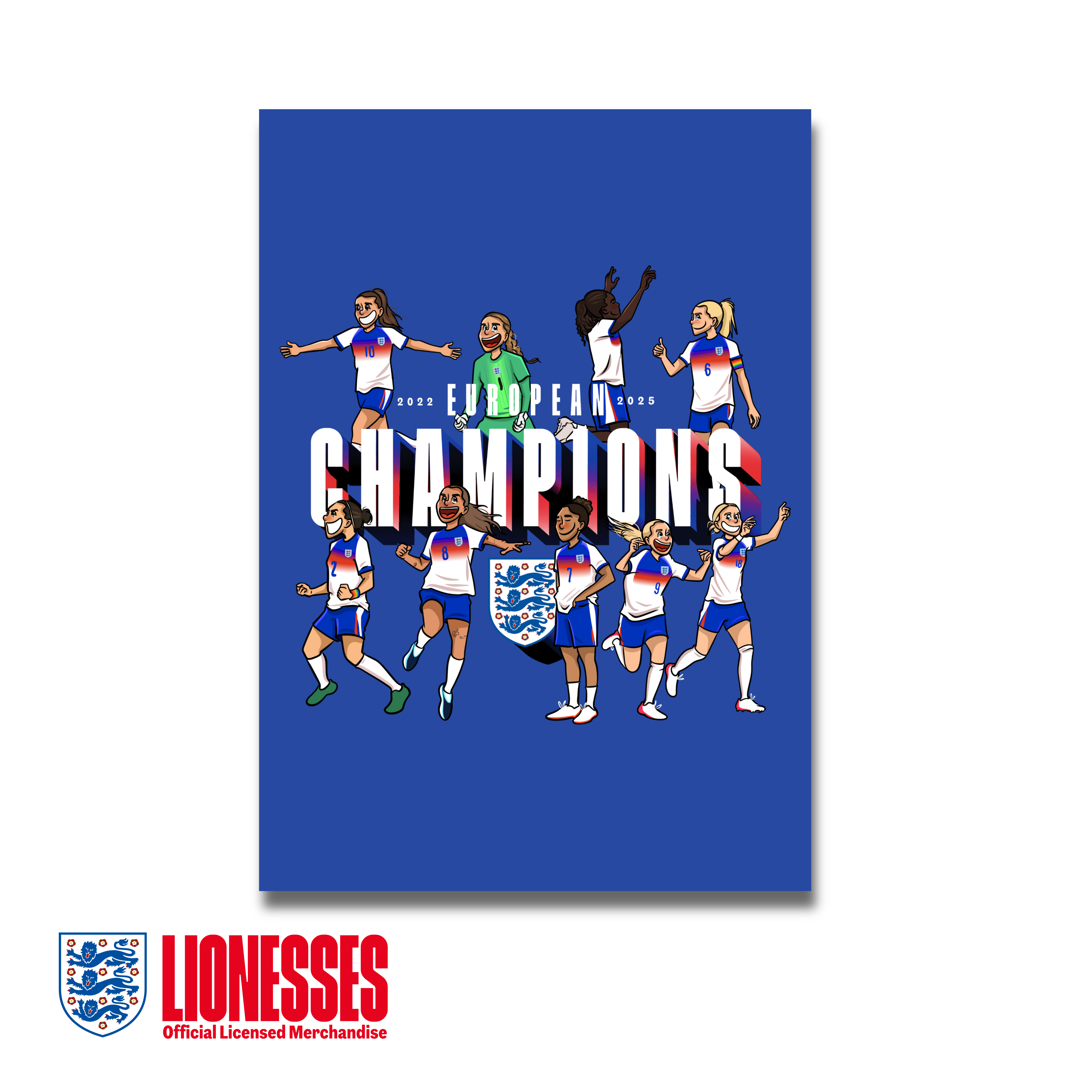 OFFICIAL LIONESSES EUROPEAN CHAMPIONS 2025 A5 PRINT AFTA Studios