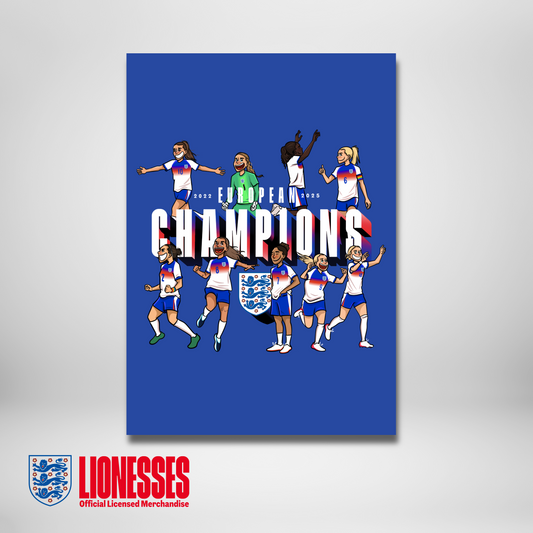 OFFICIAL LIONESSES EUROPEAN CHAMPIONS 2025 A5 PRINT *PRE-ORDER*