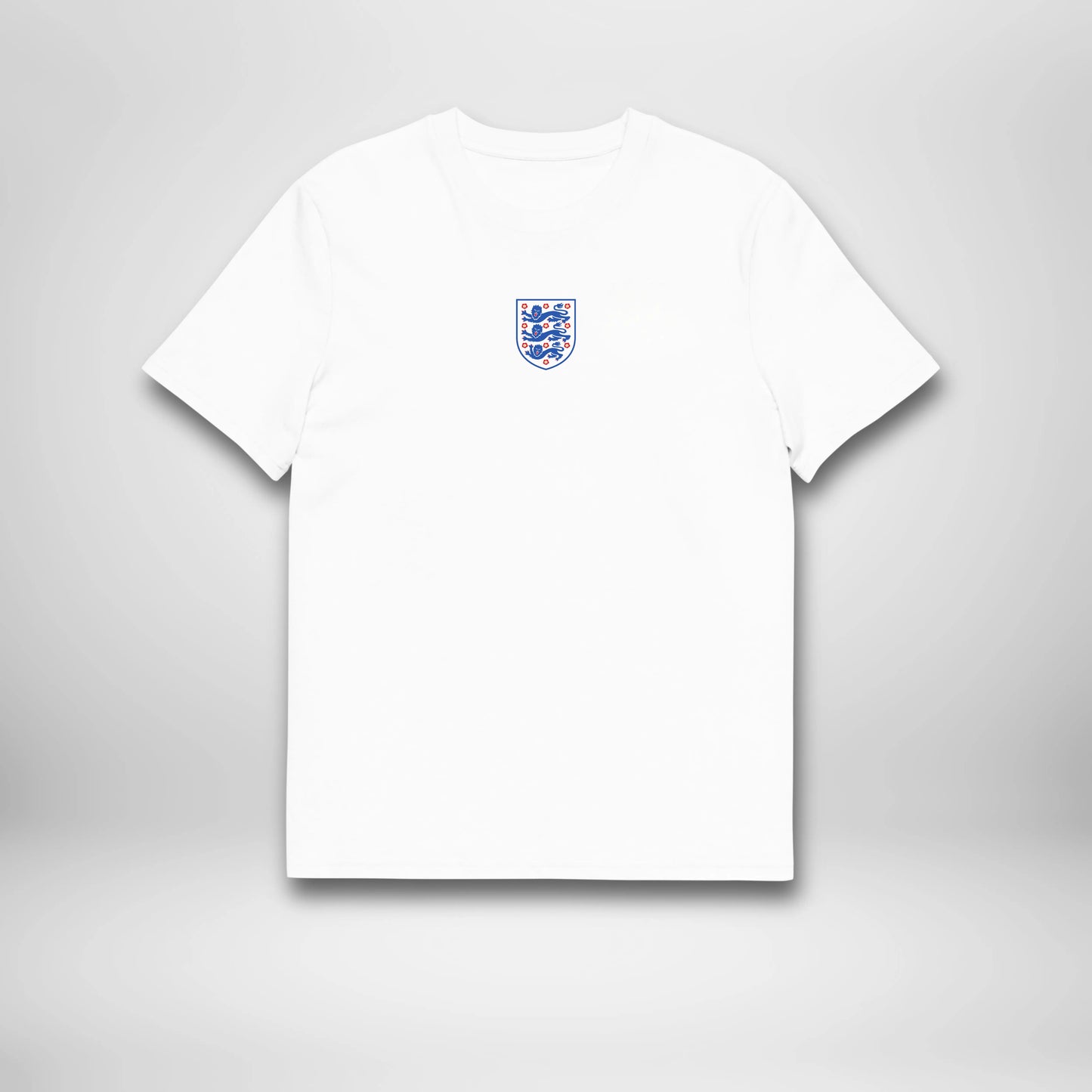 Official England Lionesses white graphic tee front showing England crest, by AFTA Studios.
